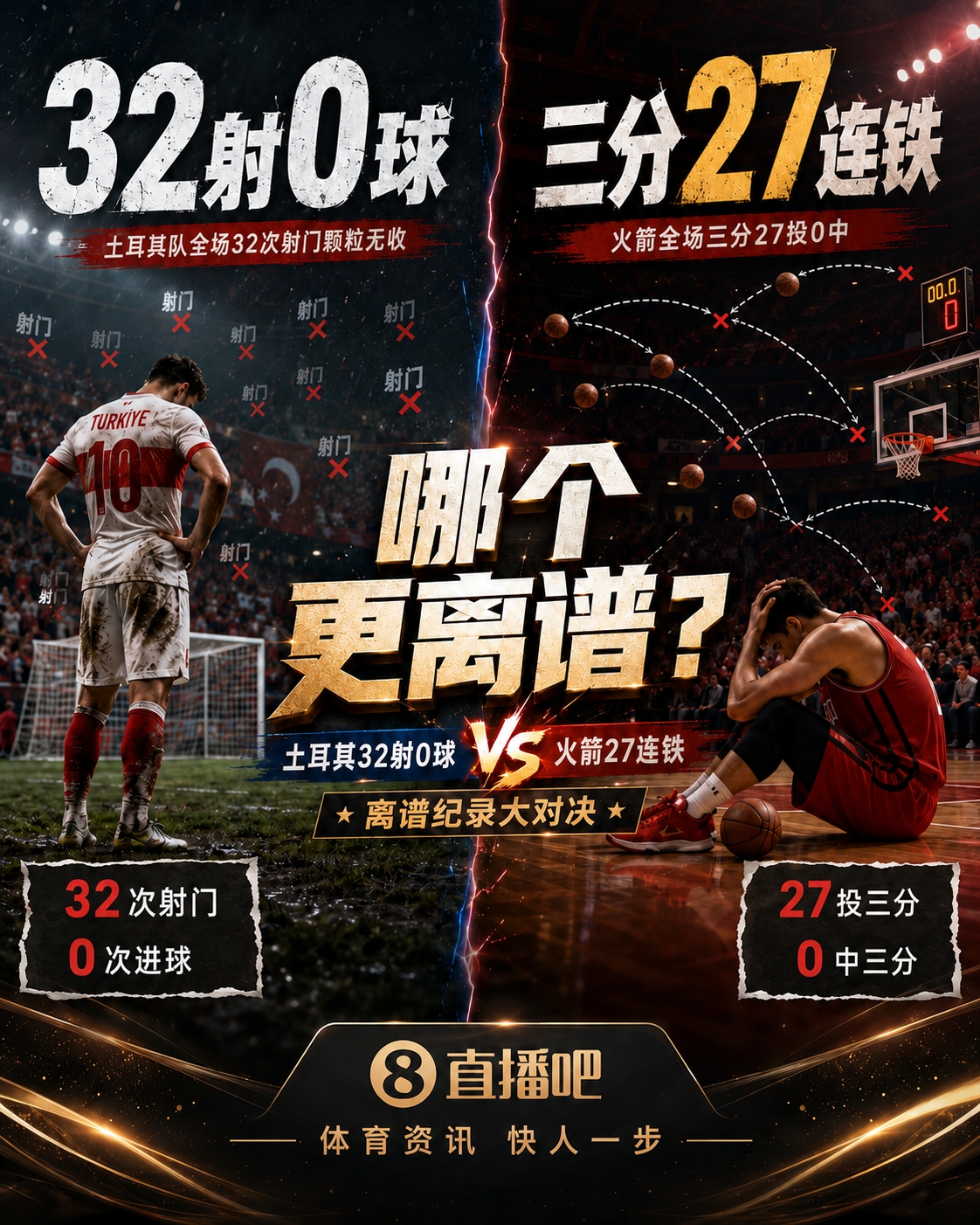 土耳其32射0球 vs 火箭西决三分27连铁:离奇失误的终极对比