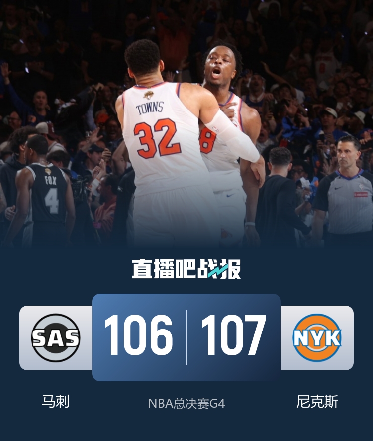 29分!总决赛历史天花板 尼克斯铸就80年罕见神迹 29分!总决赛历史天花板 尼克斯铸就80年罕见神迹